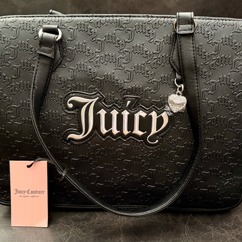 Juicy Couture NEW WITH TAGS: Black Liquorice Upgrade U Tote Bag w/FREE GIFT